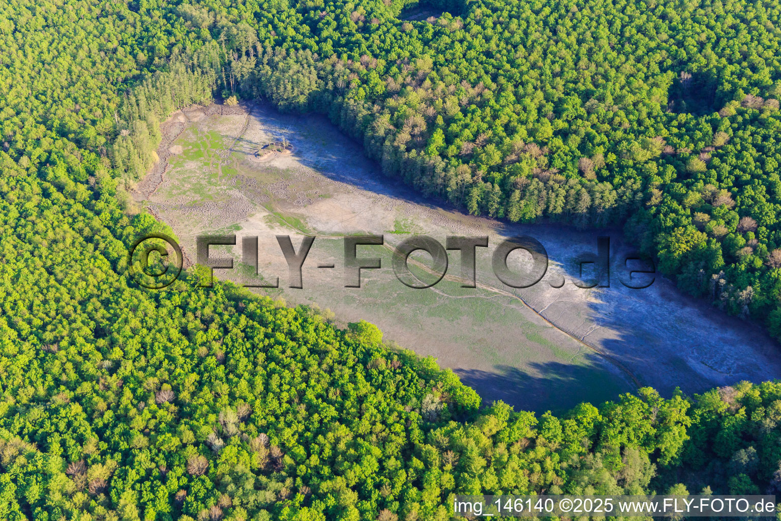 Gross Schwarzweiher without water in Niederstinzel in the state Moselle, France