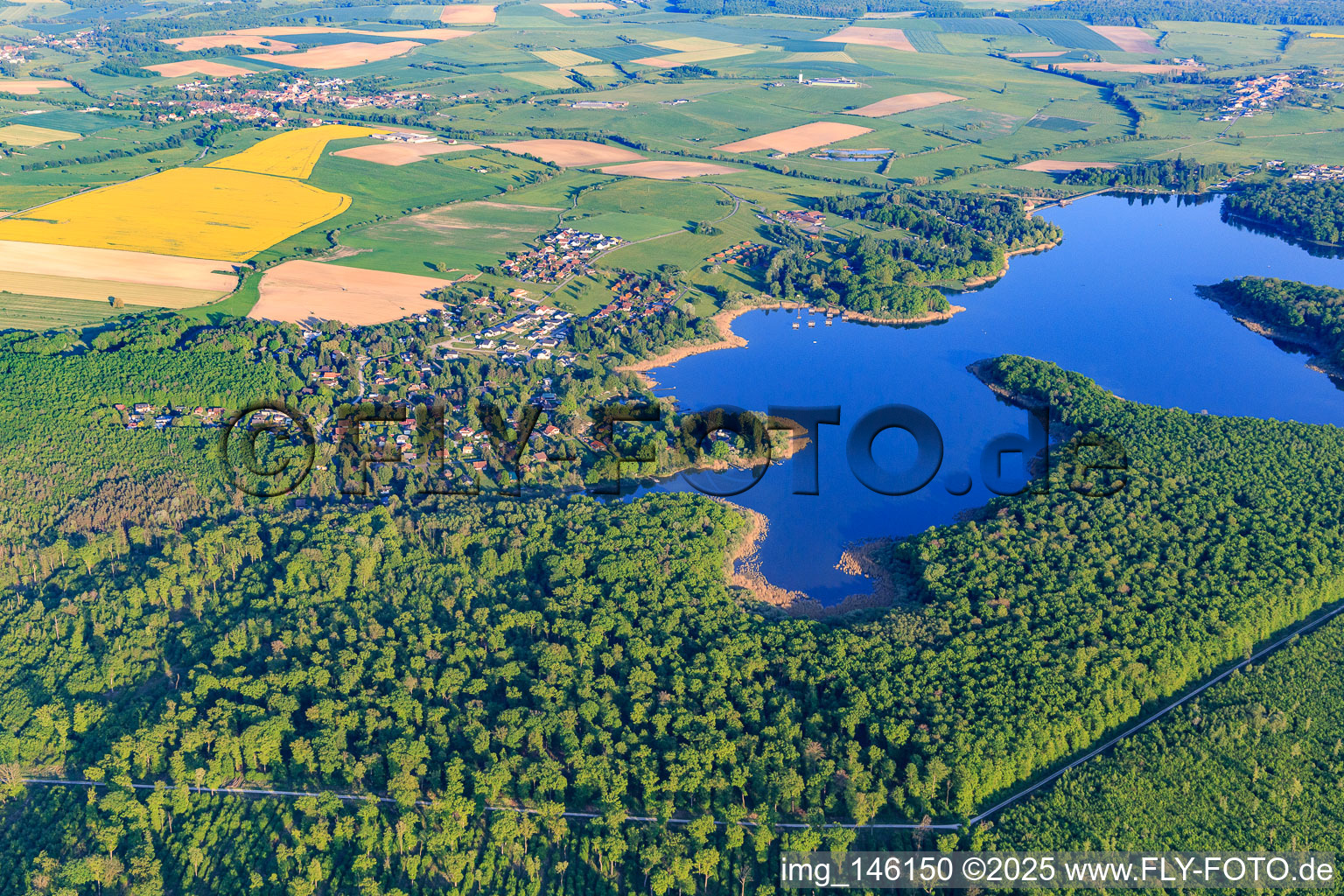 View of the village at the Ètang des femmes in Langatte in the state Moselle, France