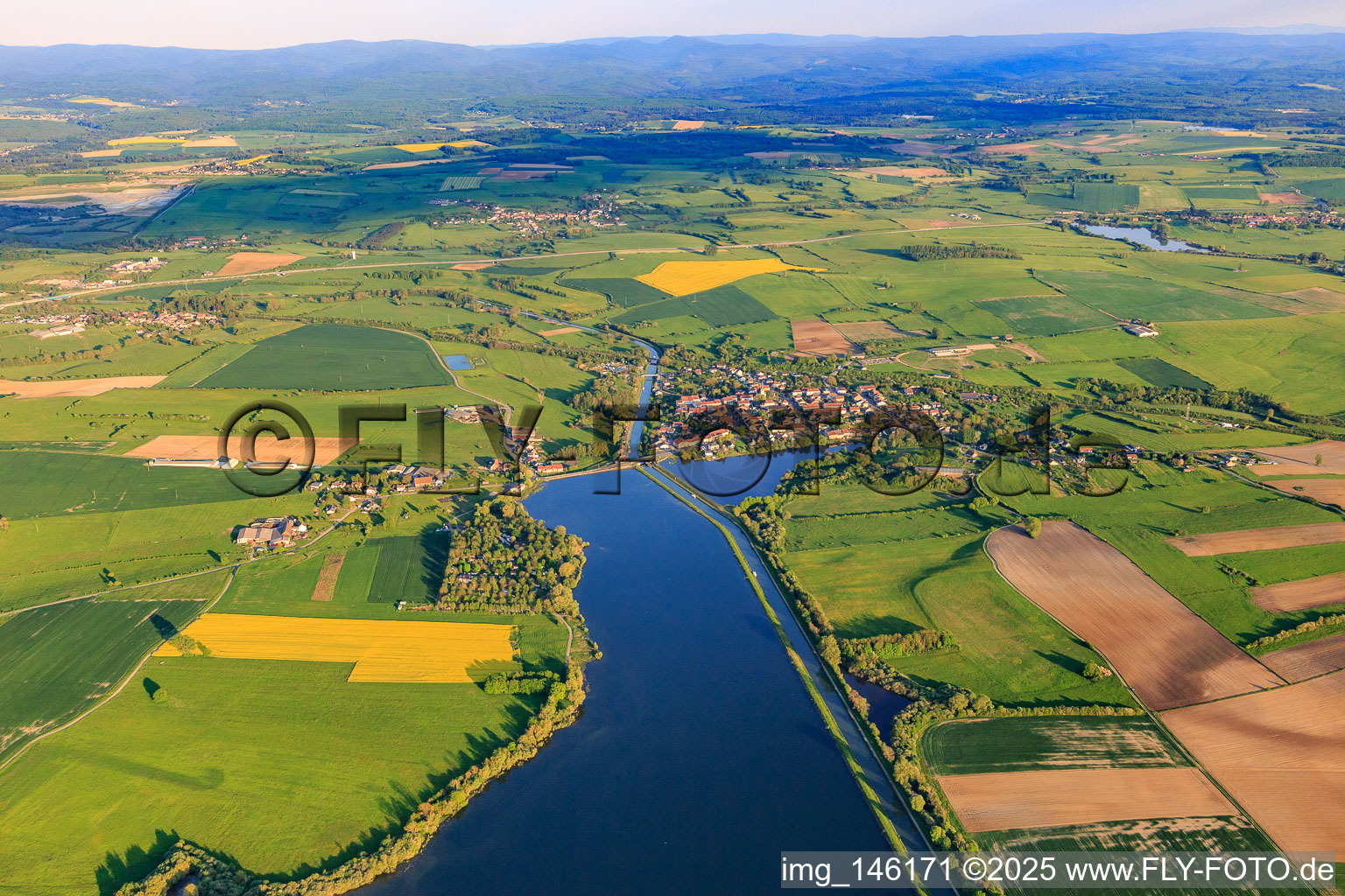 Overview of the Rhine Marne Canal from the west in Gondrexange in the state Moselle, France