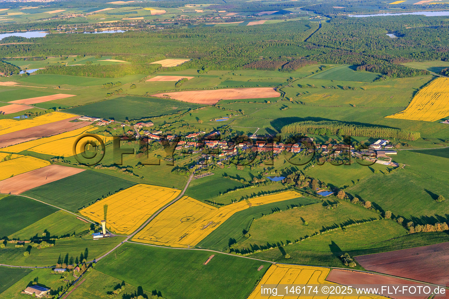 Village view from the northwest in Languimberg in the state Moselle, France