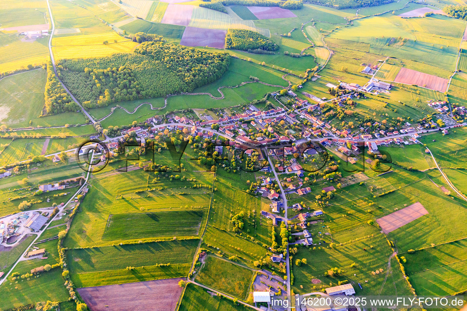 Aerial view of Village view from the south in Altwiller in the state Bas-Rhin, France