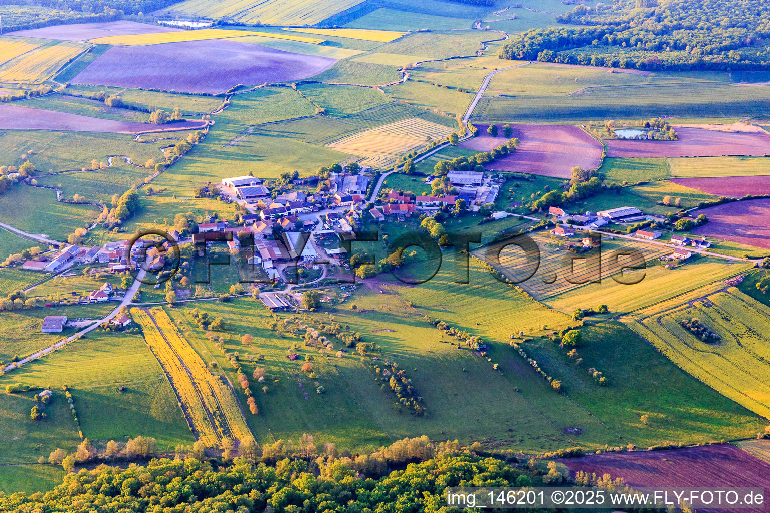 Village view from the south in Hinsingen in the state Bas-Rhin, France