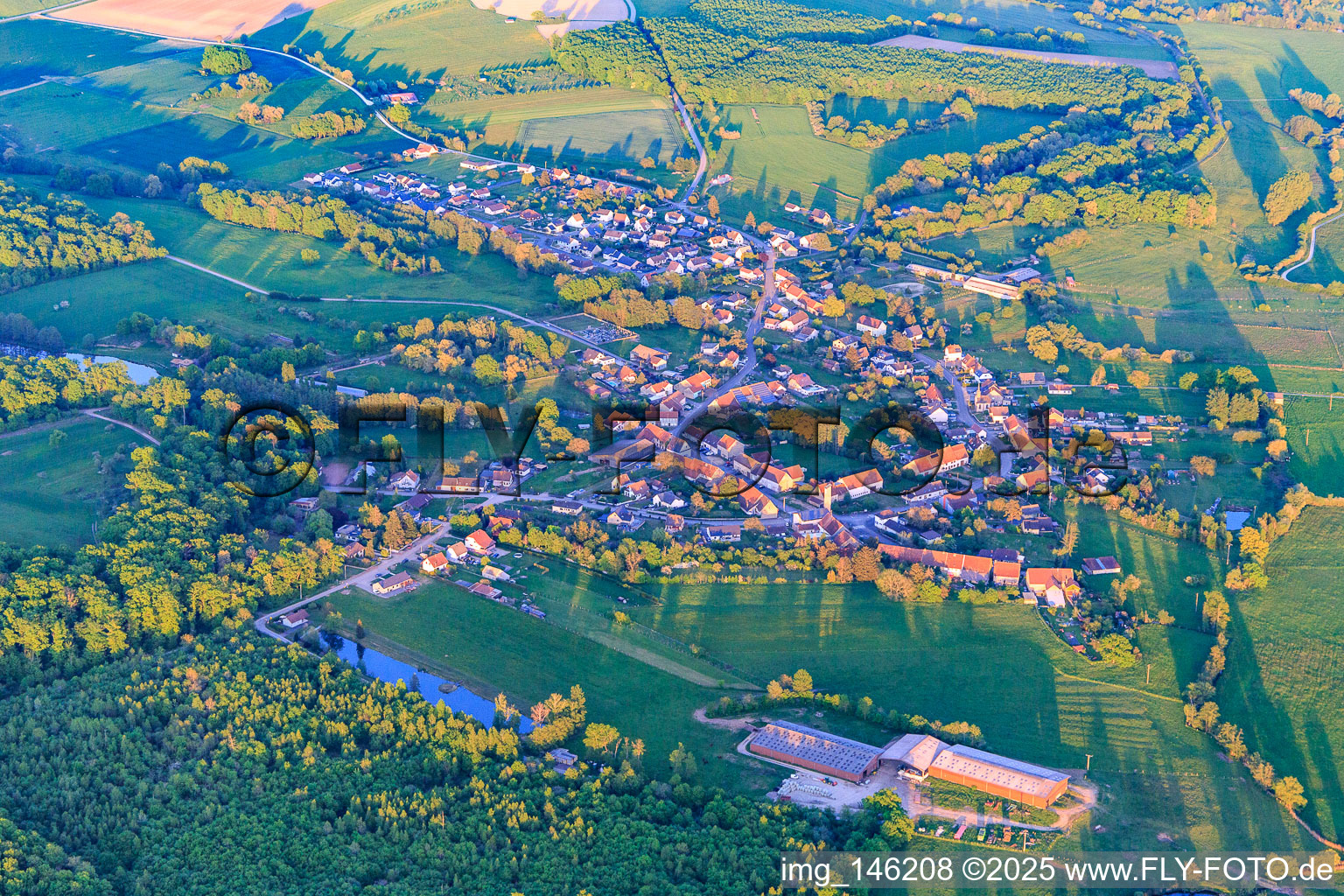 Village view from the west in Schopperten in the state Bas-Rhin, France