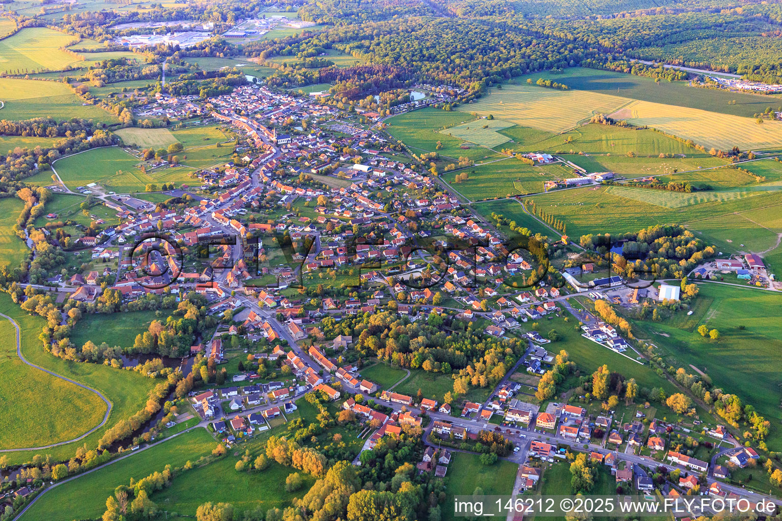 View of the town from the southwest in Keskastel in the state Bas-Rhin, France
