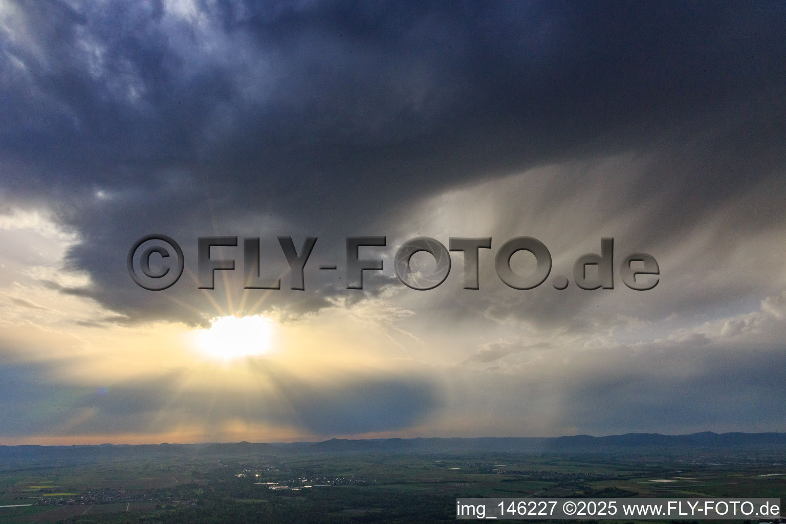 Rain clouds over the Southern Palatinate in Rohrbach in the state Rhineland-Palatinate, Germany