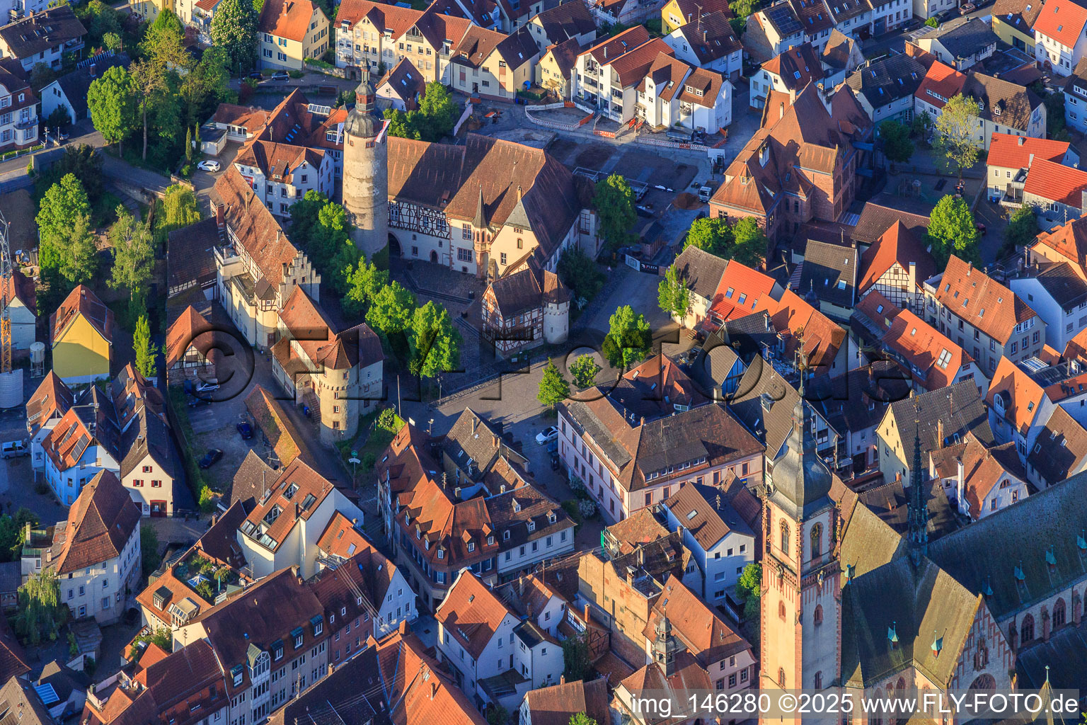 Tauber Franconian Landscape Museum in the Electorate of Mainz Castle with Tower Keep in Tauberbischofsheim in the state Baden-Wuerttemberg, Germany