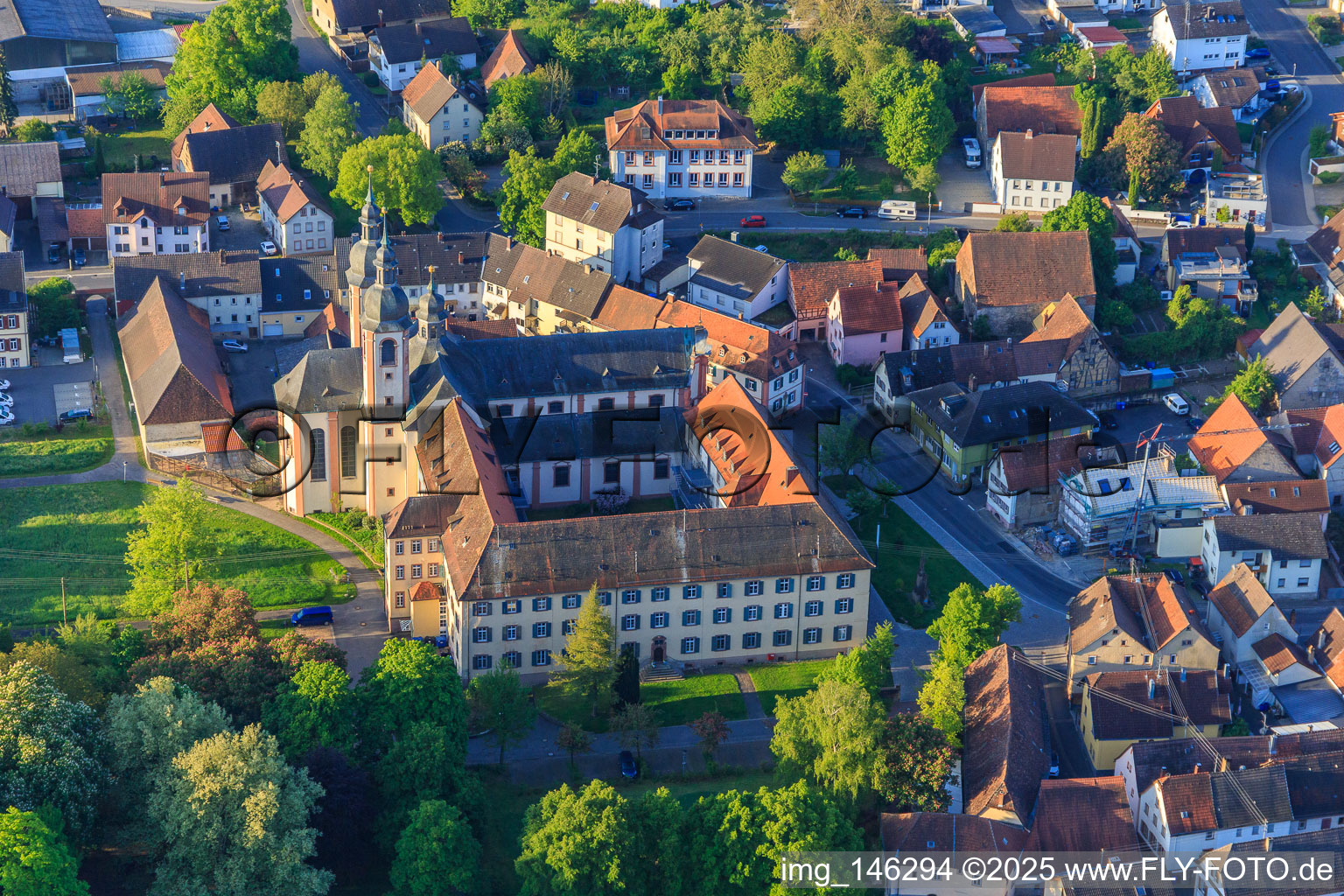Former monastery Gerlachsheim with Nardini School and inab Education Center – Youth, Education and Career. near the Church of the Holy Cross in the district Gerlachsheim in Lauda-Königshofen in the state Baden-Wuerttemberg, Germany