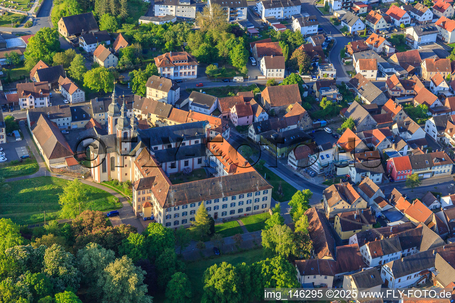 Aerial view of Former monastery Gerlachsheim with Nardini School and inab Education Center – Youth, Education and Career. near the Church of the Holy Cross in the district Gerlachsheim in Lauda-Königshofen in the state Baden-Wuerttemberg, Germany