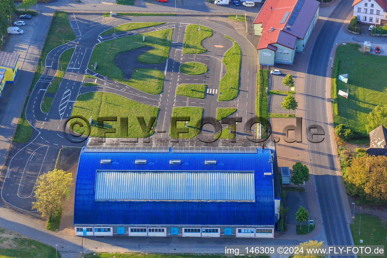 Tauber-Franken-Halle at the German Road Safety Training Area in the district Königshofen in Lauda-Königshofen in the state Baden-Wuerttemberg, Germany