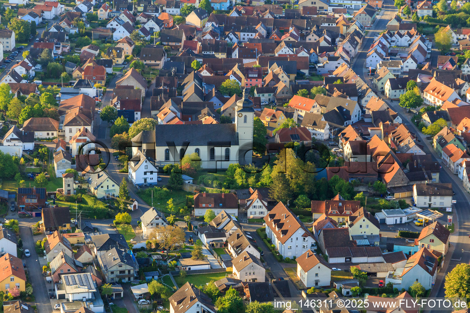 Church of St. Mauritius in the town center in the district Königshofen in Lauda-Königshofen in the state Baden-Wuerttemberg, Germany