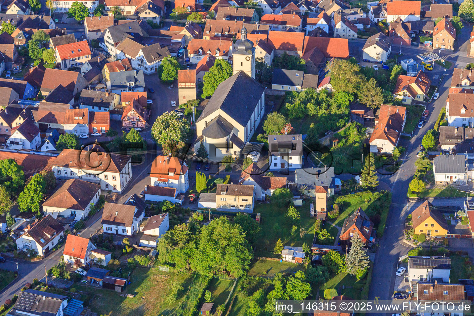 Church of St. Mauritius from the east in the district Königshofen in Lauda-Königshofen in the state Baden-Wuerttemberg, Germany