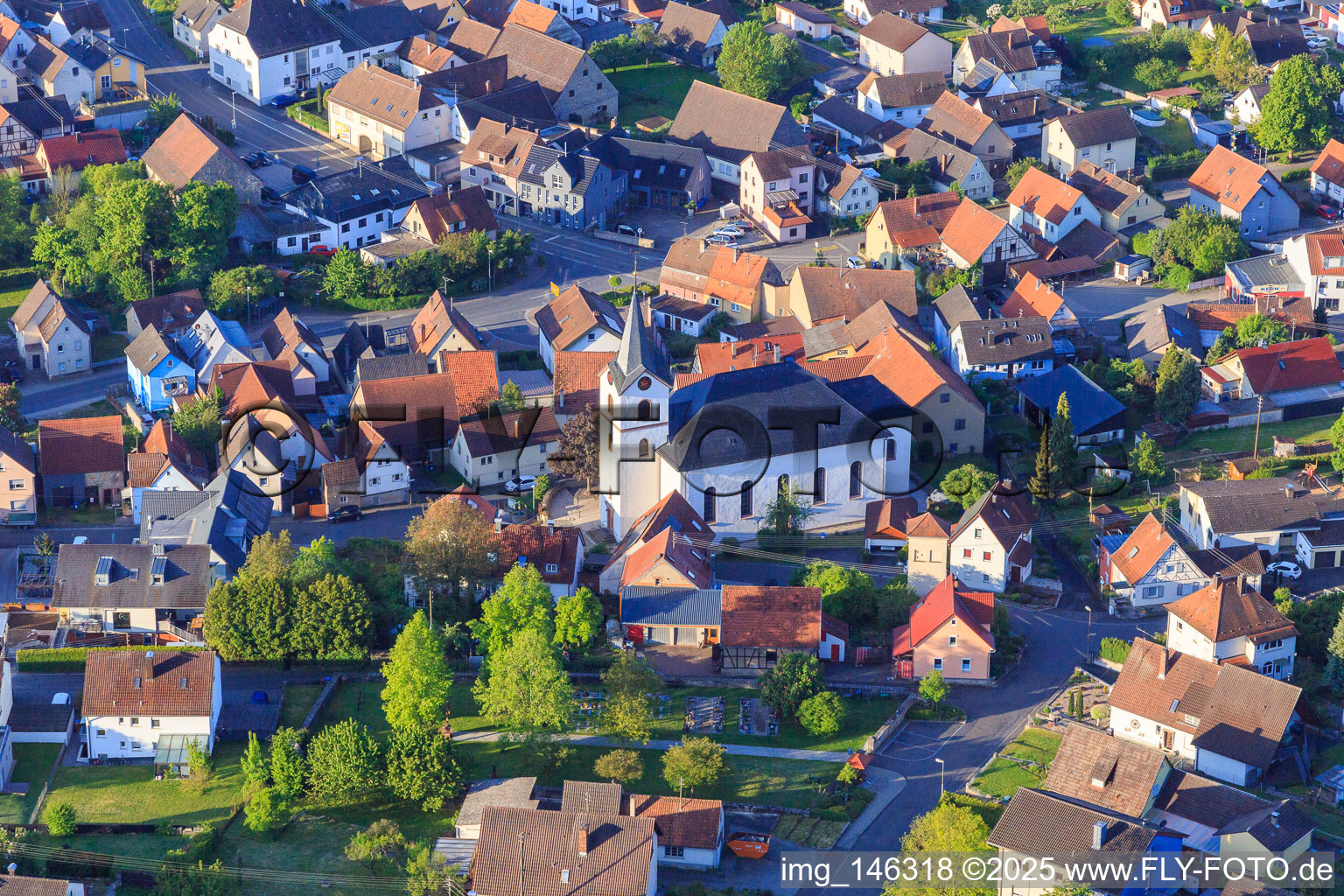 St. Mark's Church in the town center in the district Unterbalbach in Lauda-Königshofen in the state Baden-Wuerttemberg, Germany