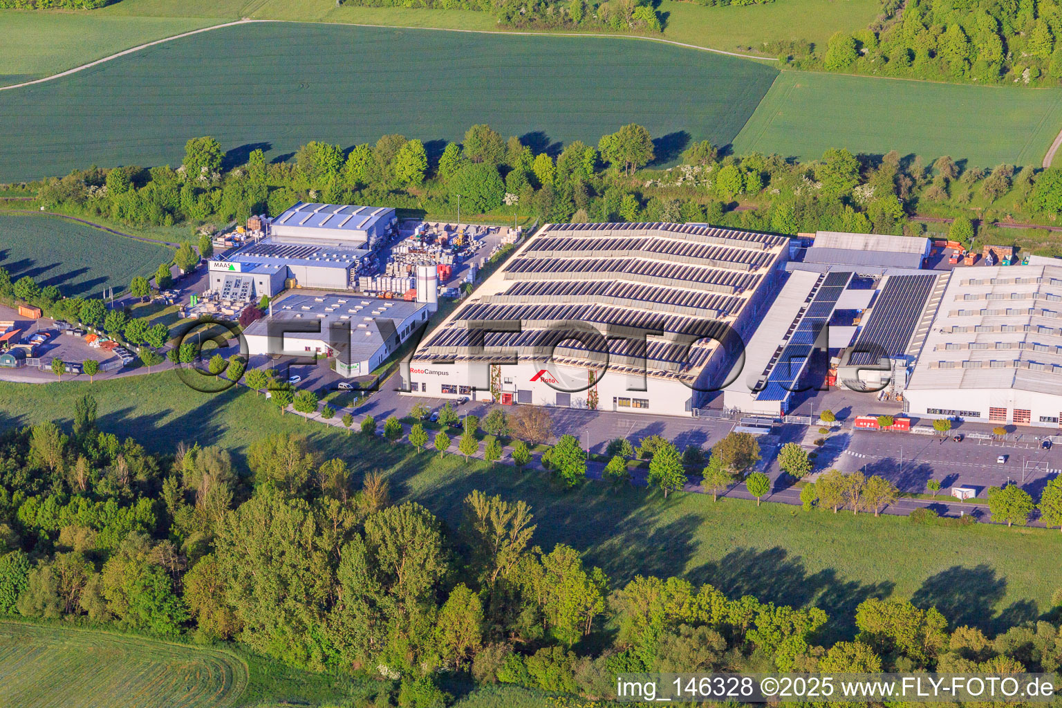 Roto Campus and Roto Frank DST Produktions-GmbH as well as MAAS Bauzentrum GmbH in the district Edelfingen in Bad Mergentheim in the state Baden-Wuerttemberg, Germany