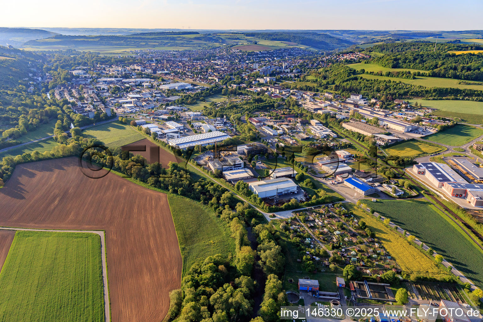 Taufstein industrial area in Bad Mergentheim in the state Baden-Wuerttemberg, Germany
