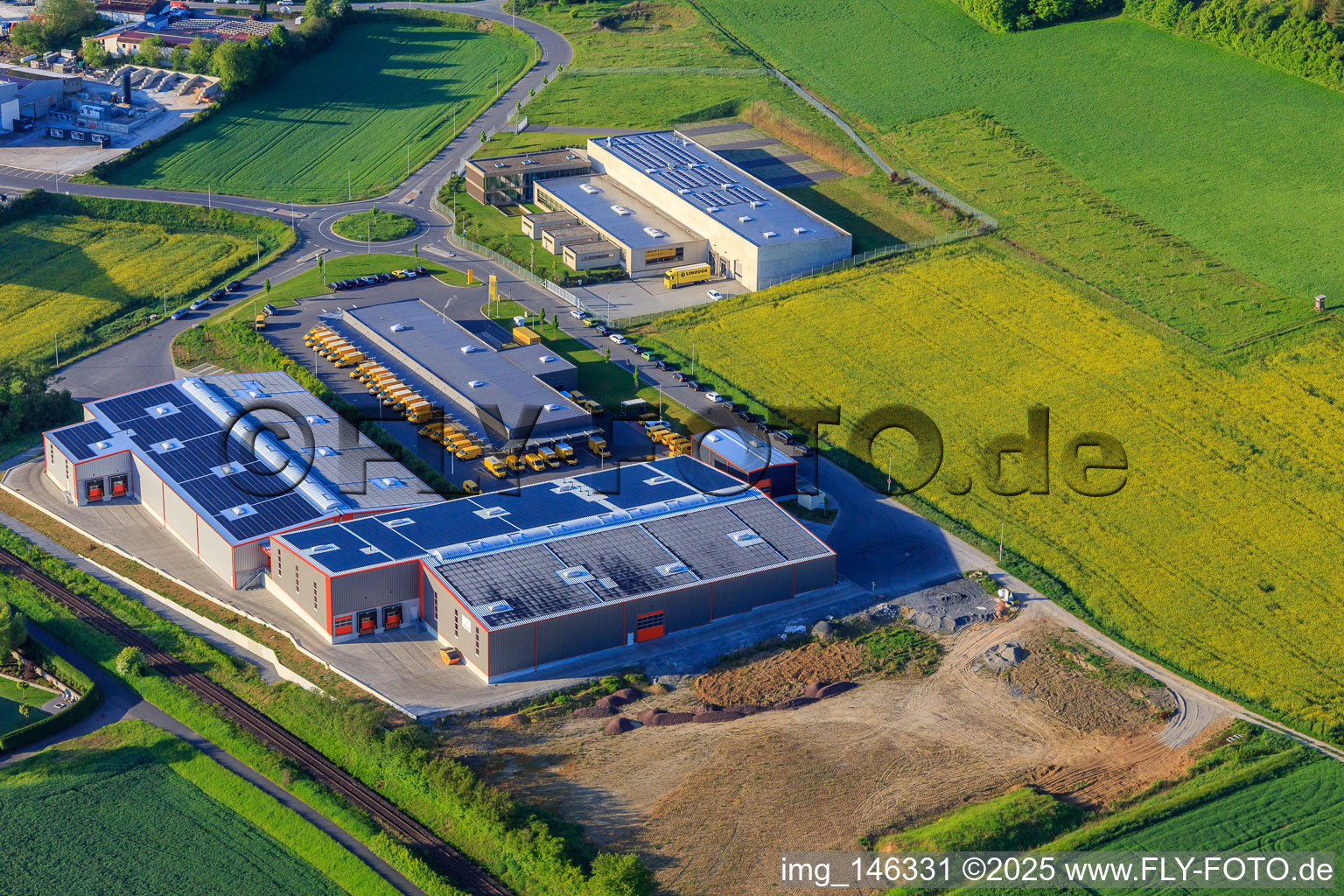 Deutsche Post delivery base and Rüdinger Spedition GmbH in Bad Mergentheim in the state Baden-Wuerttemberg, Germany