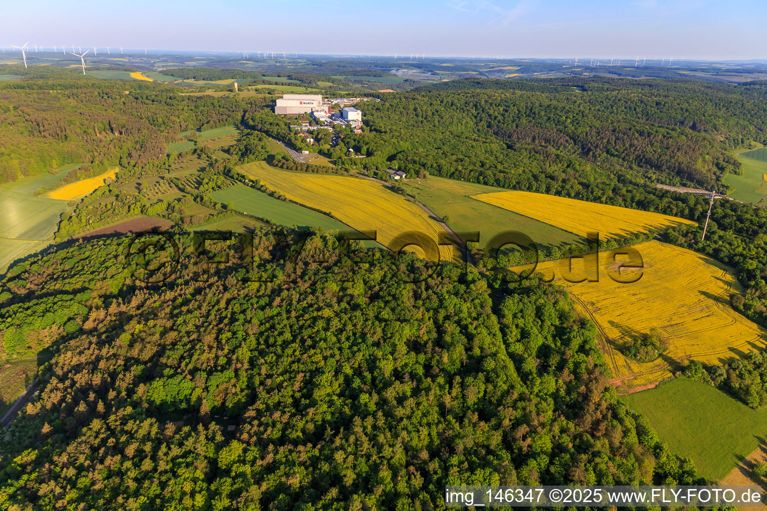 Oblique view of Würth Industrie Service GmbH & Co. KG on the Drillberg from the east in Bad Mergentheim in the state Baden-Wuerttemberg, Germany
