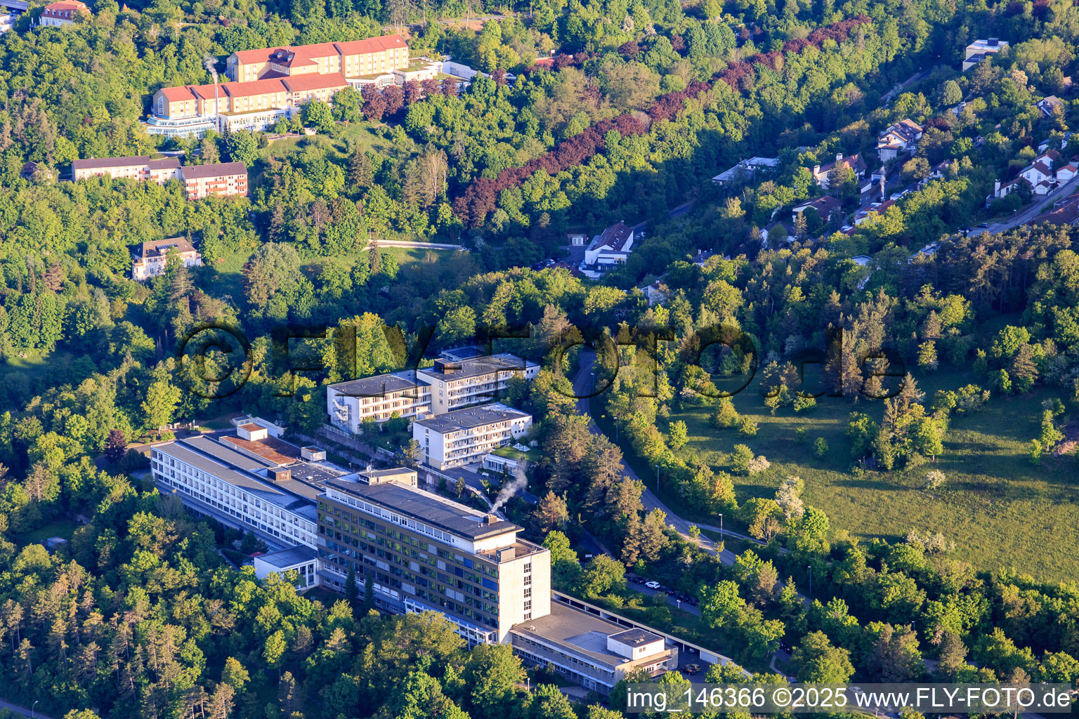 Aerial view of Rehabilitation Clinic Ob der Tauber in Bad Mergentheim in the state Baden-Wuerttemberg, Germany
