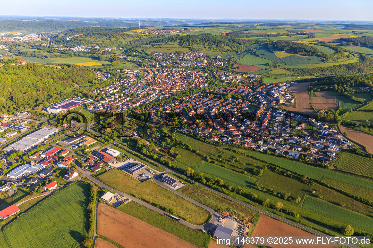 View of the Tauber Valley from the southeast in Igersheim in the state Baden-Wuerttemberg, Germany