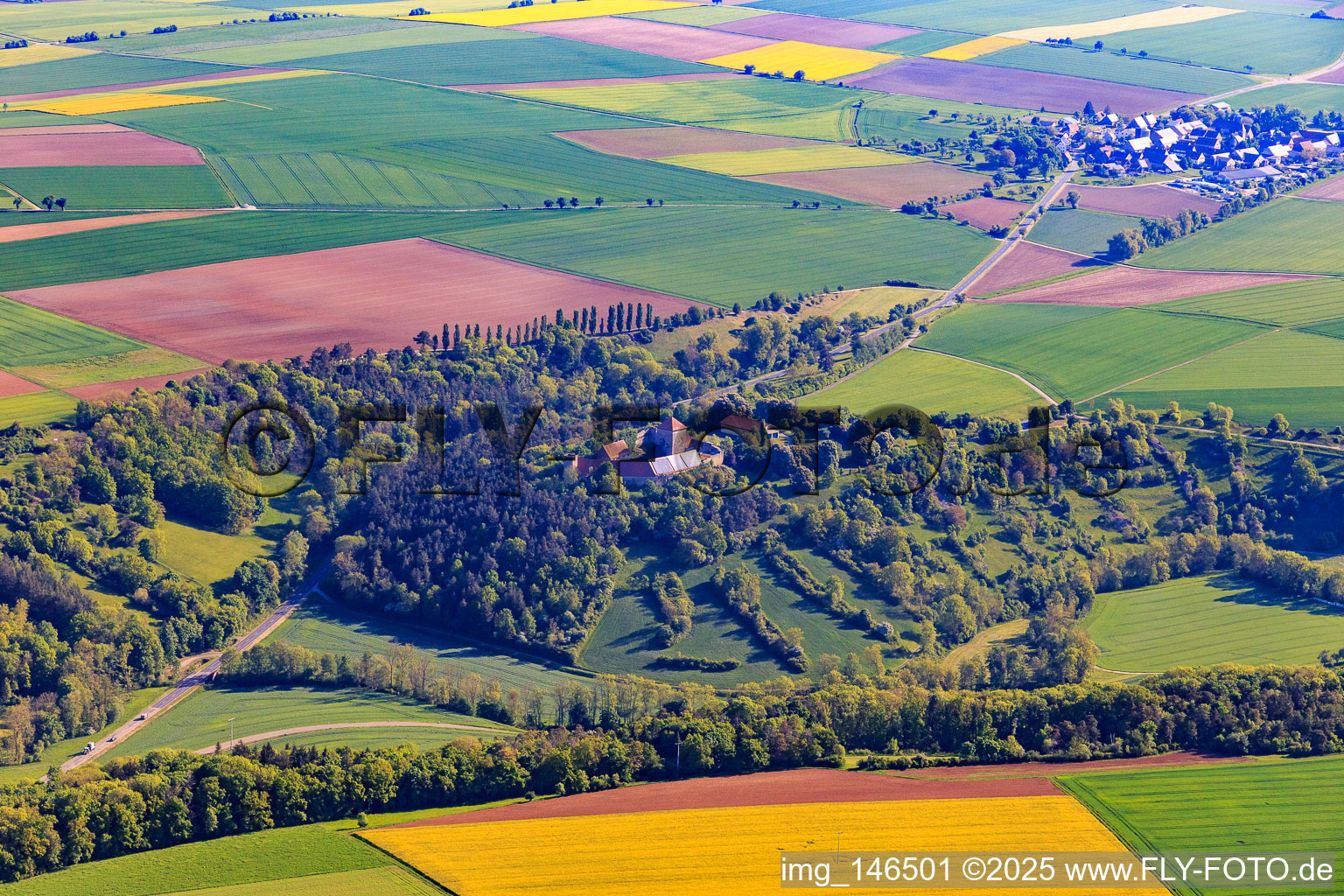 Brauneck Castle with photovoltaic roof in the district Niedersteinach in Creglingen in the state Baden-Wuerttemberg, Germany