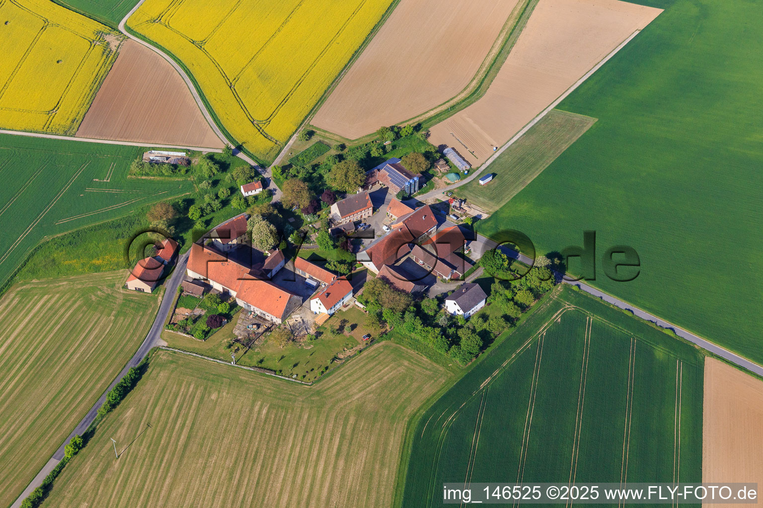 Bowiesen district with Bowiesen Chapel and Our Johannshof in the district Neubronn in Igersheim in the state Baden-Wuerttemberg, Germany