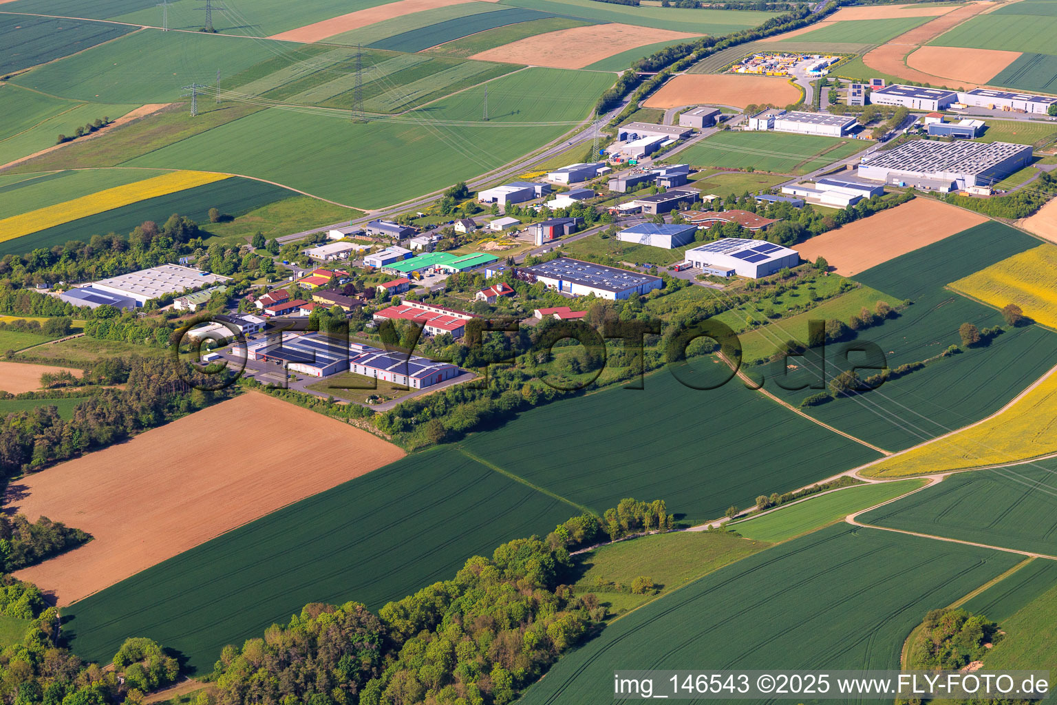 Waltersberg industrial area in Grünsfeld in the state Baden-Wuerttemberg, Germany