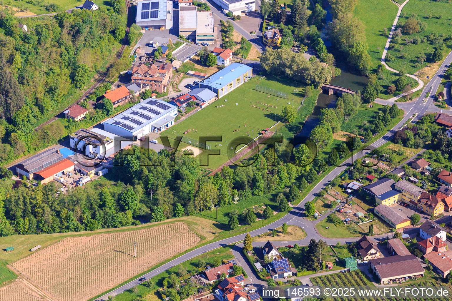 Sports field Reicholzheim at Dostmann electronic GmbH in the district Reicholzheim in Wertheim in the state Baden-Wuerttemberg, Germany