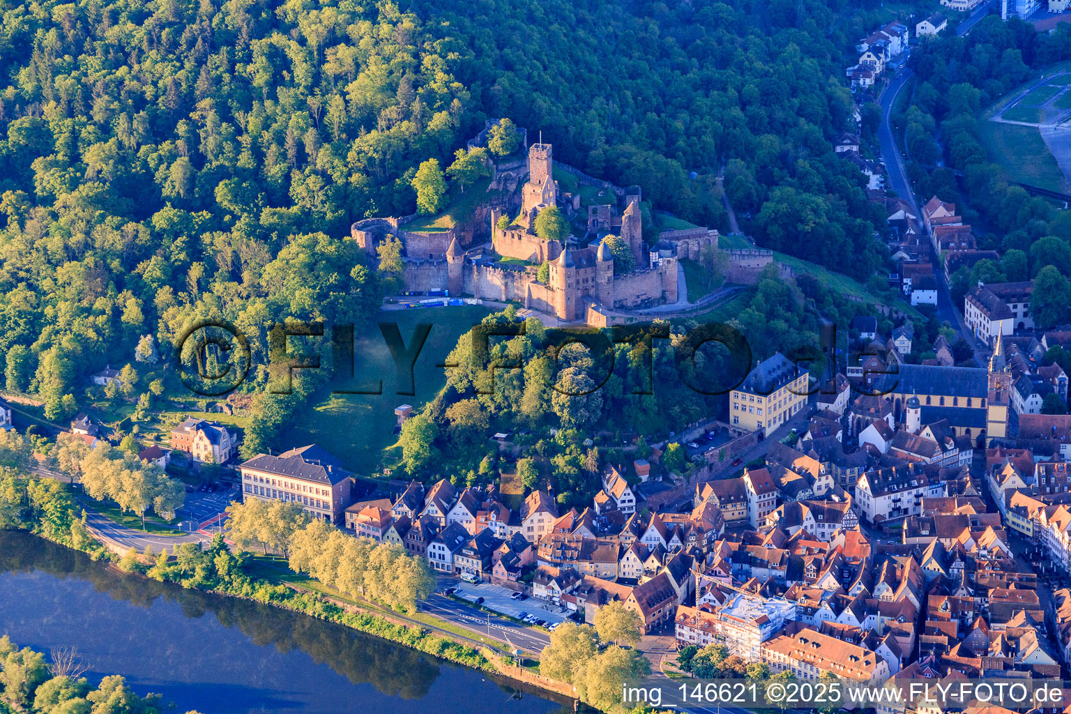 Castle Burg Wertheim above the old town on the Main in Wertheim in the state Baden-Wuerttemberg, Germany