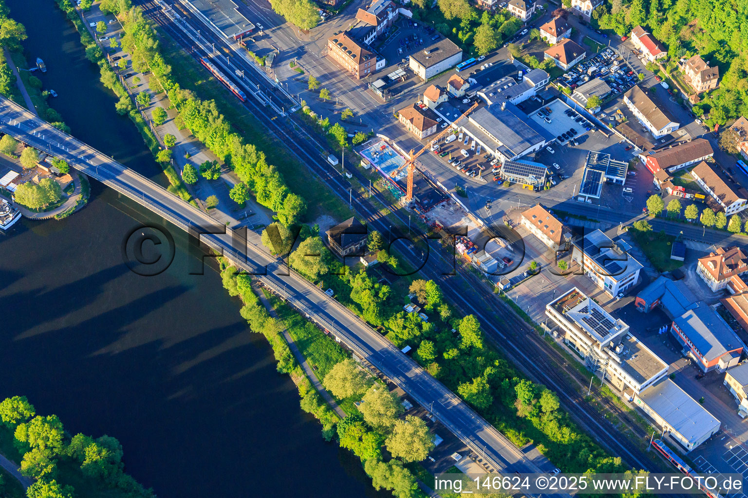 Bridge on the Main over the Tauber estuary in Wertheim in the state Baden-Wuerttemberg, Germany
