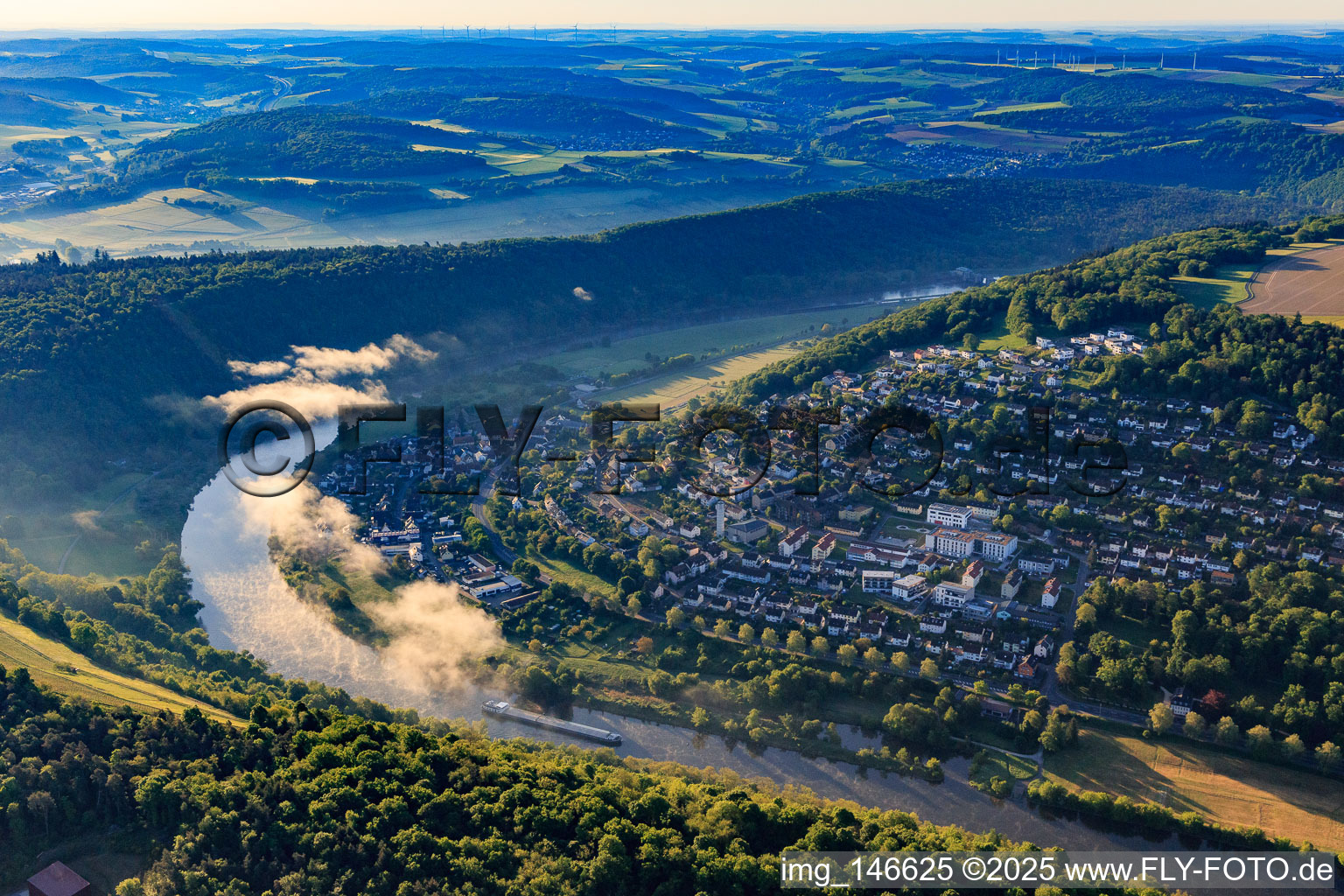 View from the west in the Main Valley in the district Eichel in Wertheim in the state Baden-Wuerttemberg, Germany