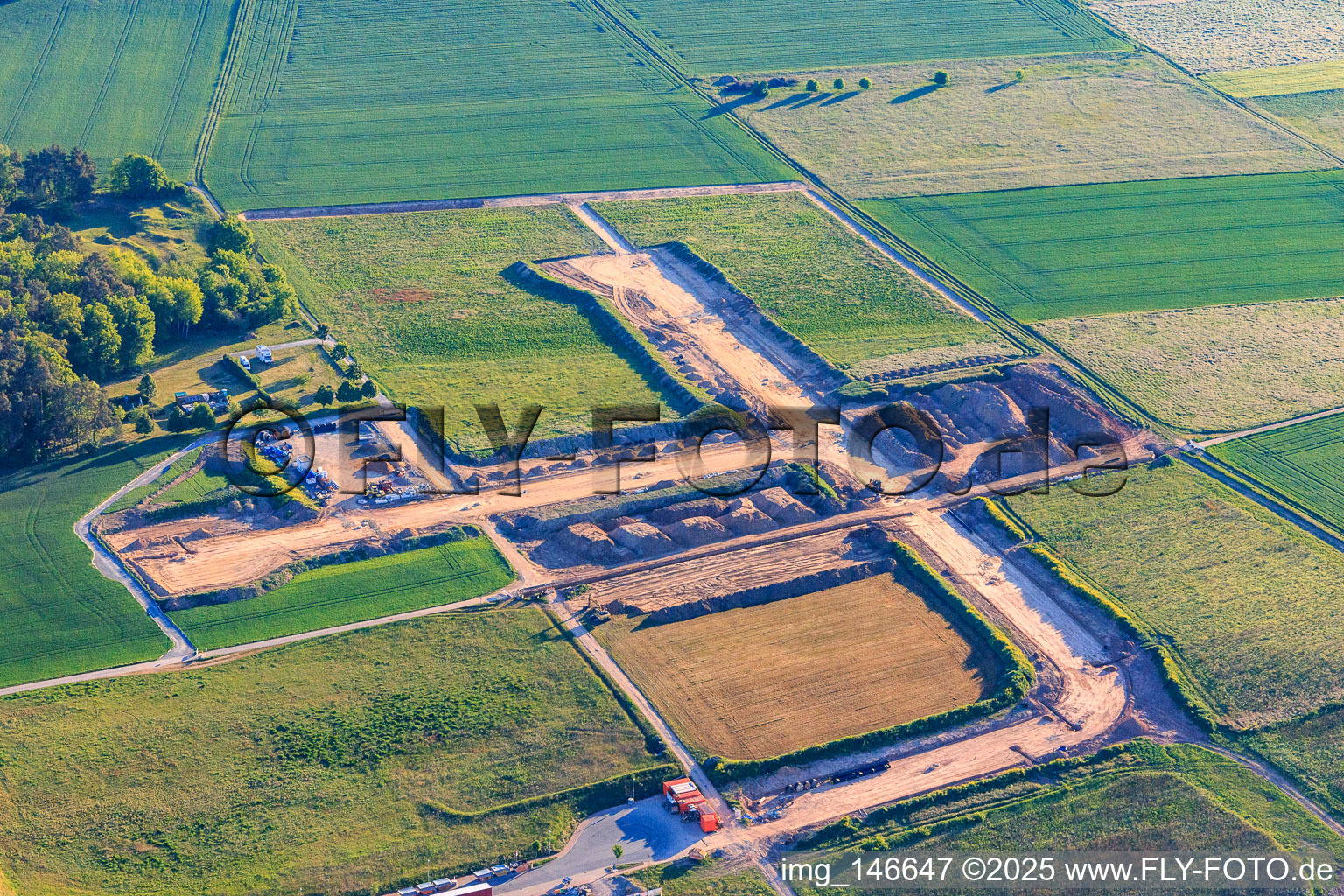 Development of the Am Fuchsenacker commercial area in the district Bettingen in Wertheim in the state Baden-Wuerttemberg, Germany