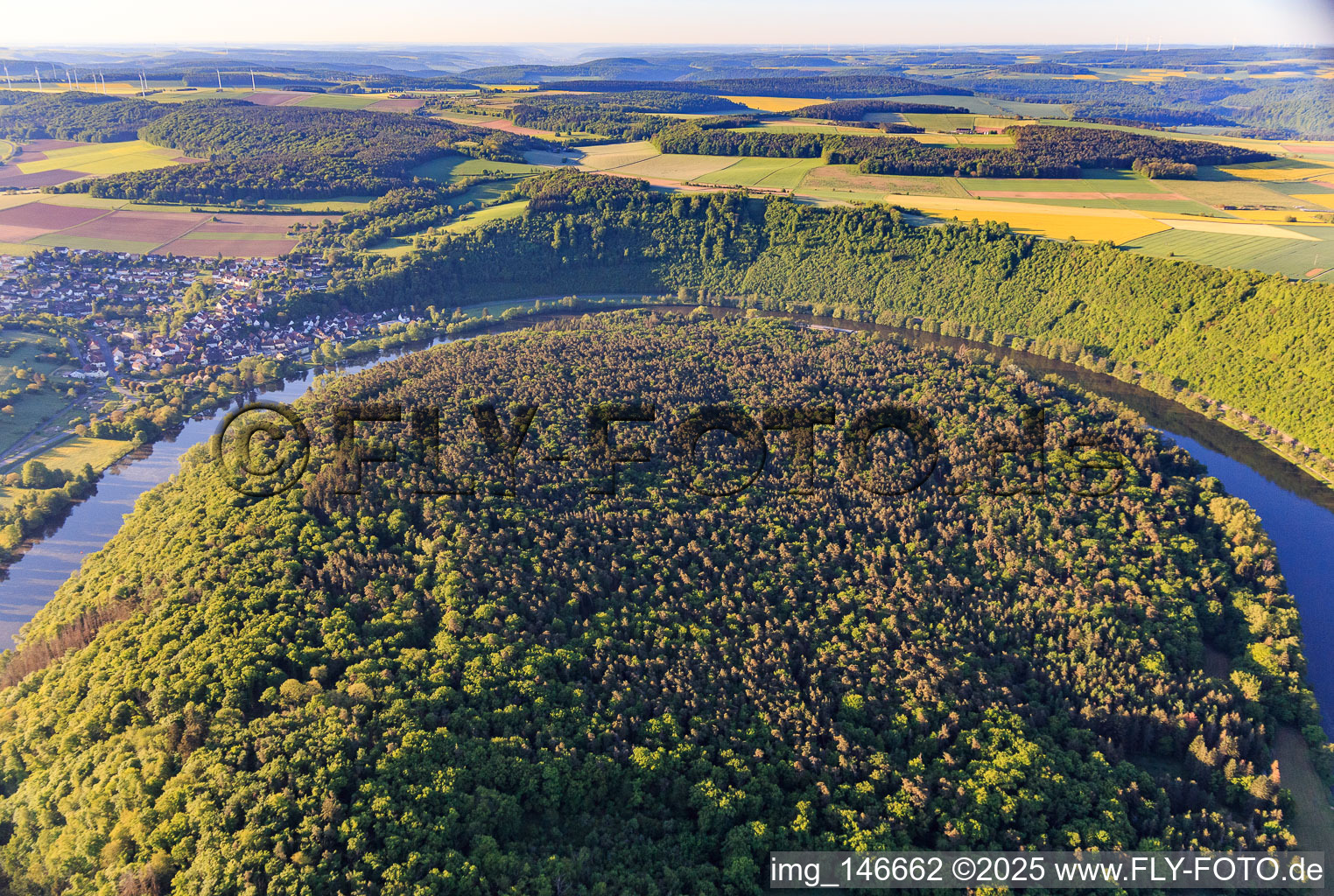 Aerial photograpy of Main loop in Kreuzwertheim in the state Bavaria, Germany