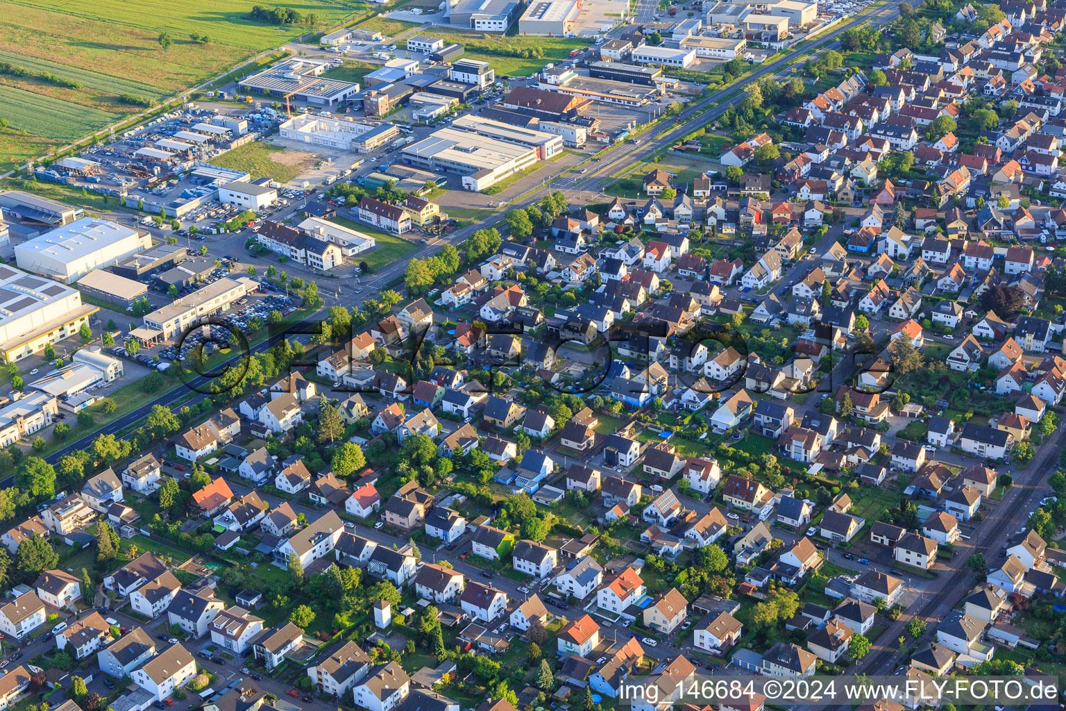 Gewerbering beyond the B36 in the district Mörsch in Rheinstetten in the state Baden-Wuerttemberg, Germany