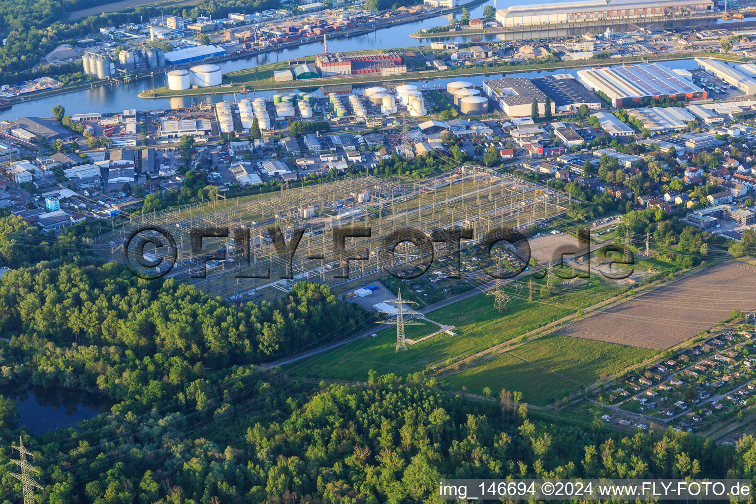 Substation Daxlanden in the district Daxlanden in Karlsruhe in the state Baden-Wuerttemberg, Germany