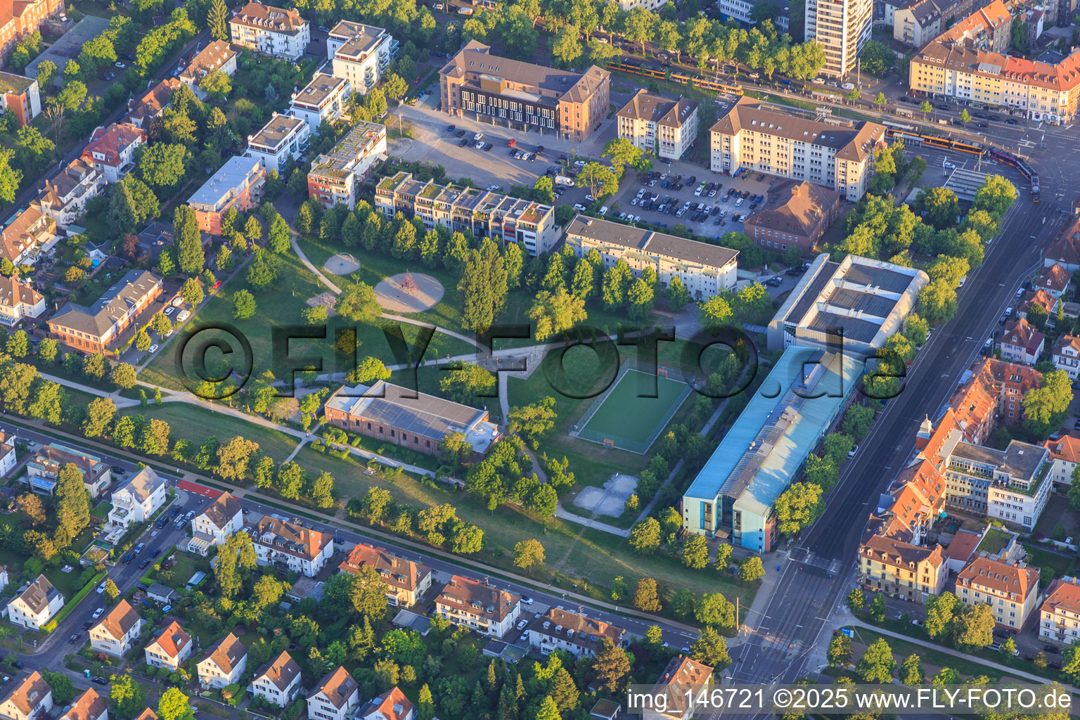 Children's playground Paul Ehrlich Street and KIT / Campus B on Blücherstraße in the district Weststadt in Karlsruhe in the state Baden-Wuerttemberg, Germany