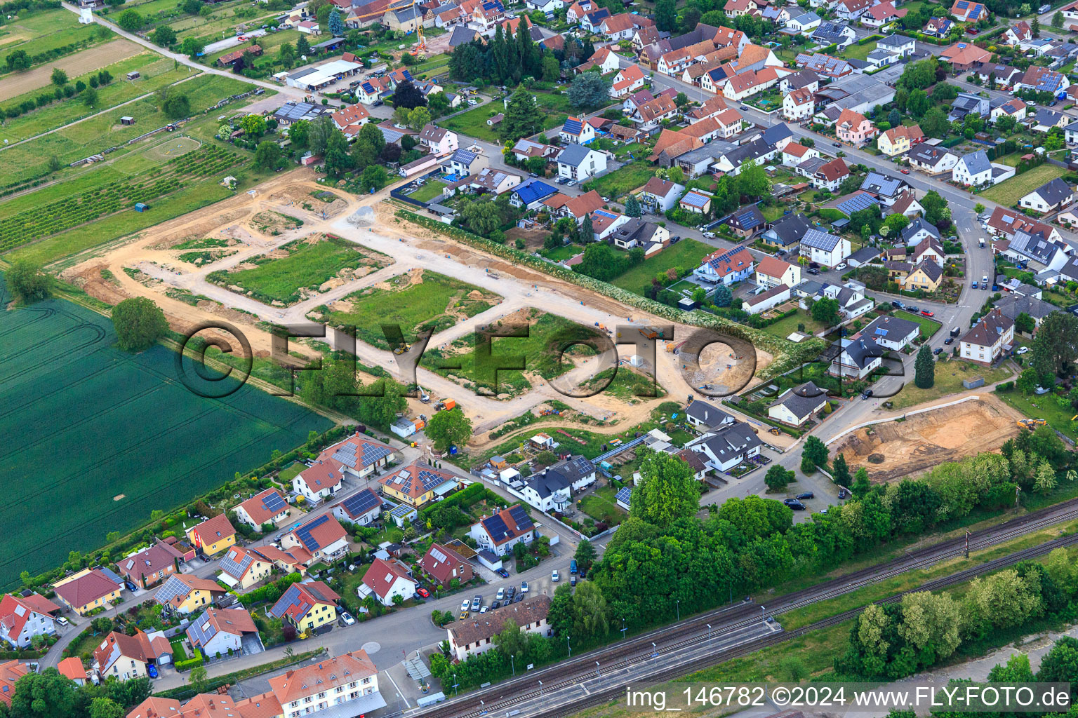Aerial photograpy of Development of the new development area Im Kirschgarten in Winden in the state Rhineland-Palatinate, Germany