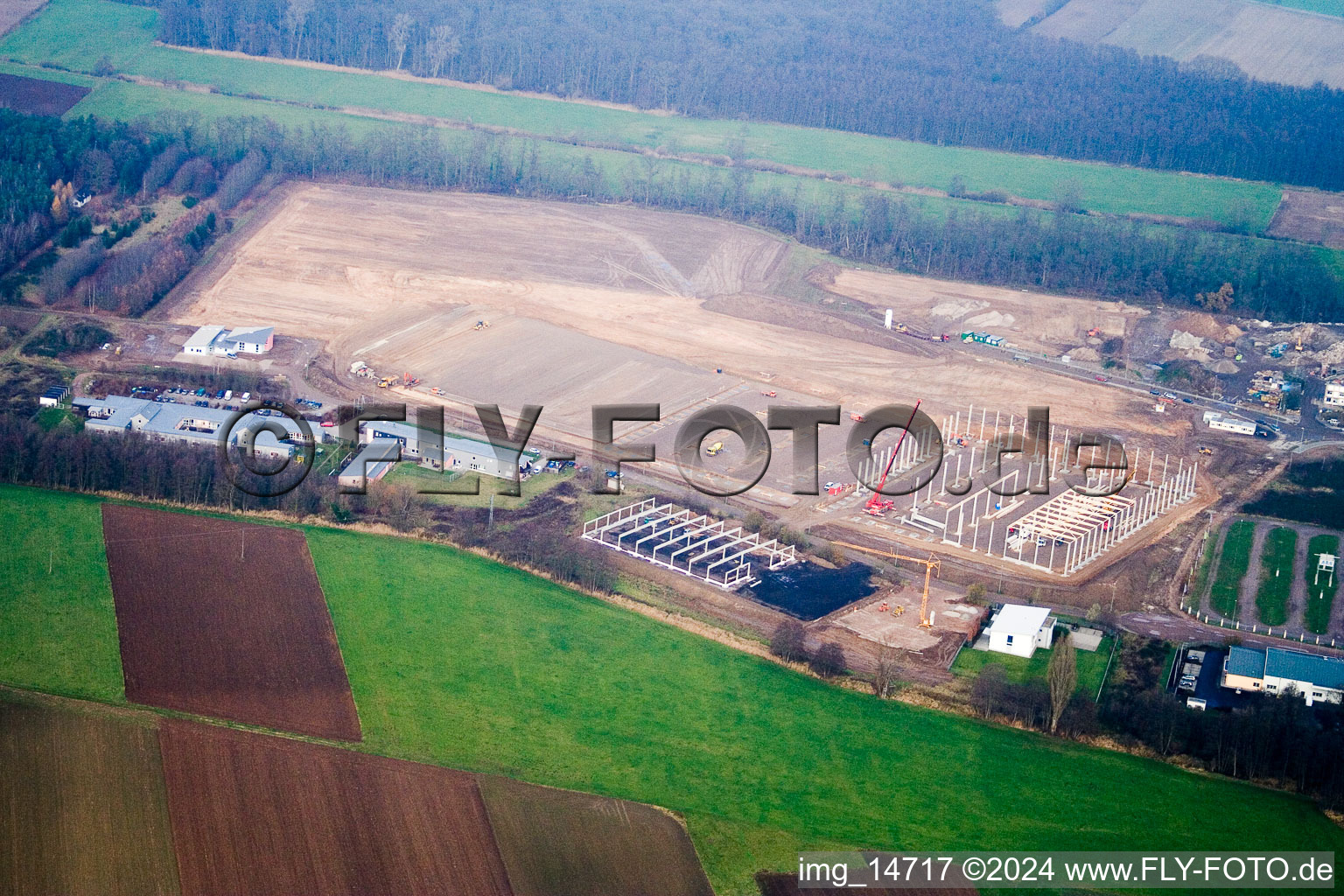 Aerial photograpy of Industrial area Am Horst in the district Minderslachen in Kandel in the state Rhineland-Palatinate, Germany