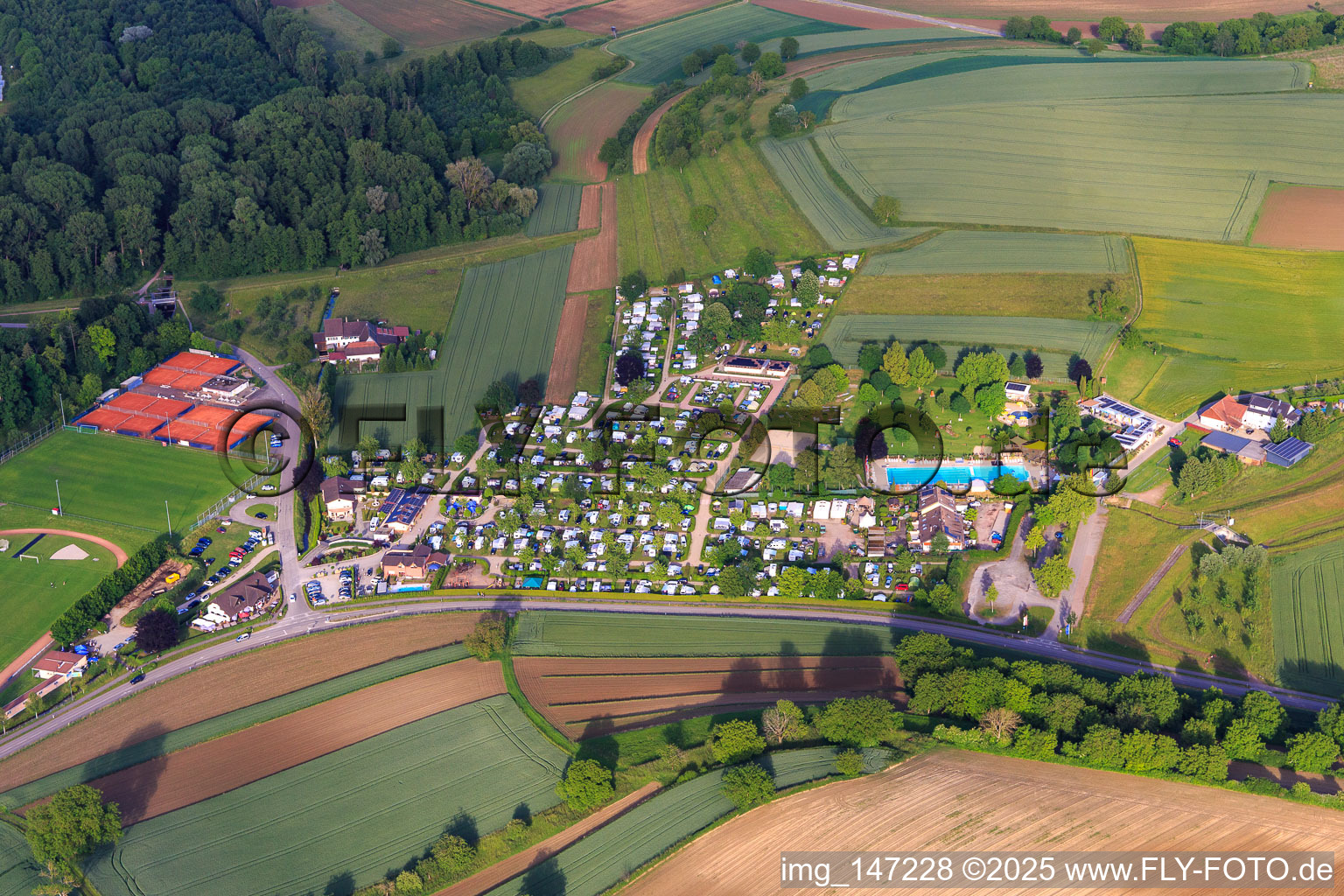 Campingpark Oase at the Carl-Hermann-Jäger outdoor pool and tennis club Ettenheim eV in Ettenheim in the state Baden-Wuerttemberg, Germany