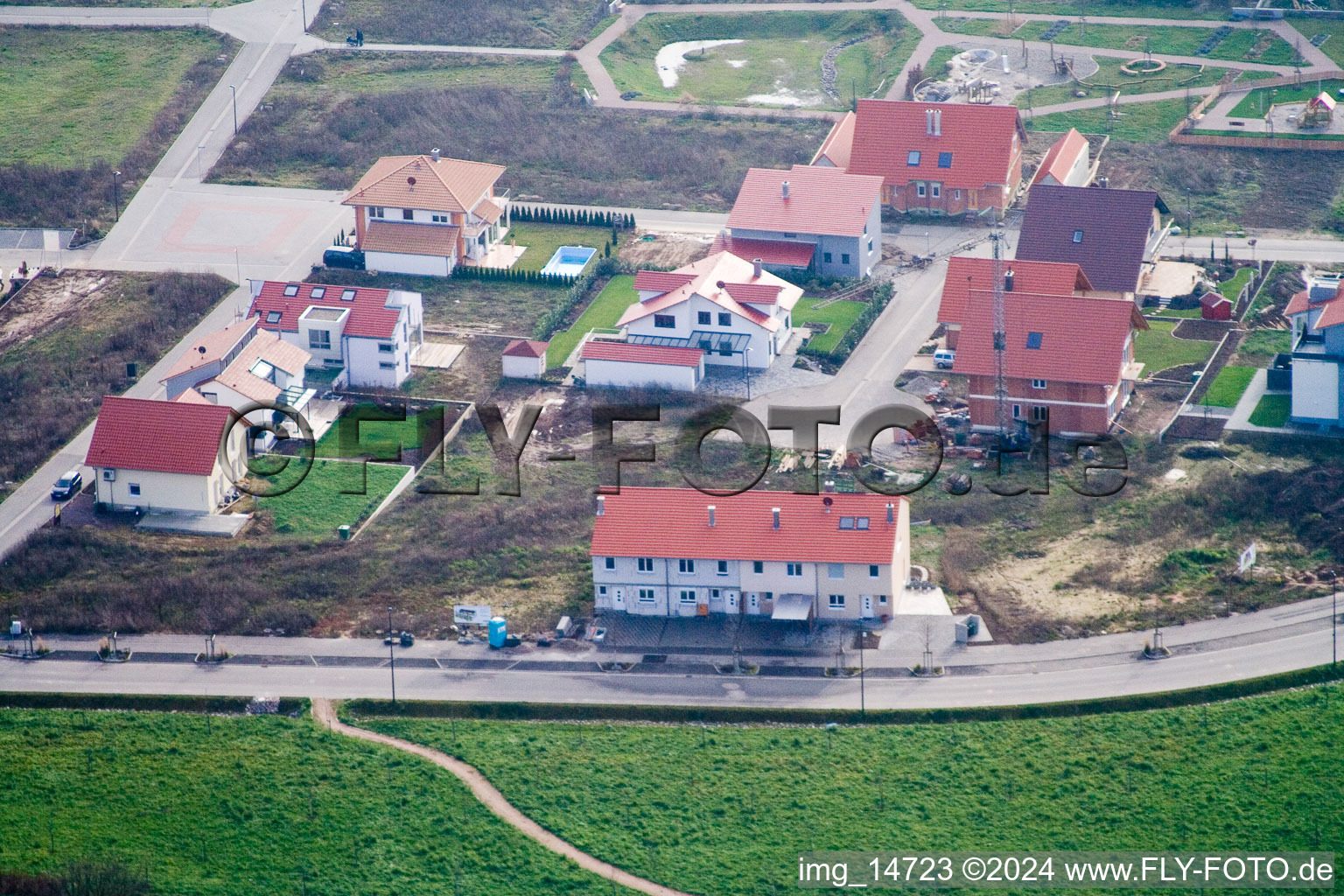 On the mountain trail in Kandel in the state Rhineland-Palatinate, Germany from above