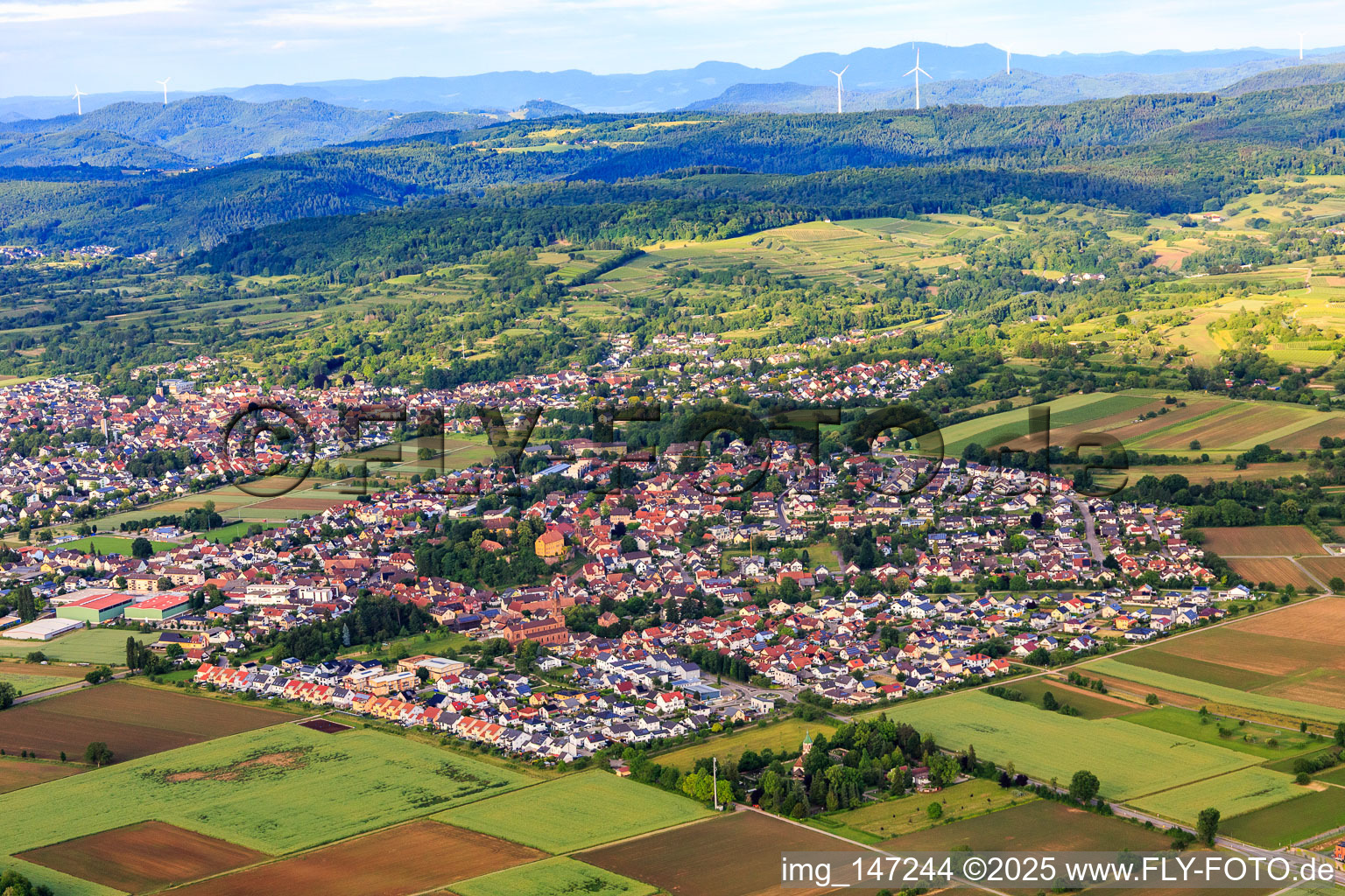 View of the town from the southwest in Mahlberg in the state Baden-Wuerttemberg, Germany