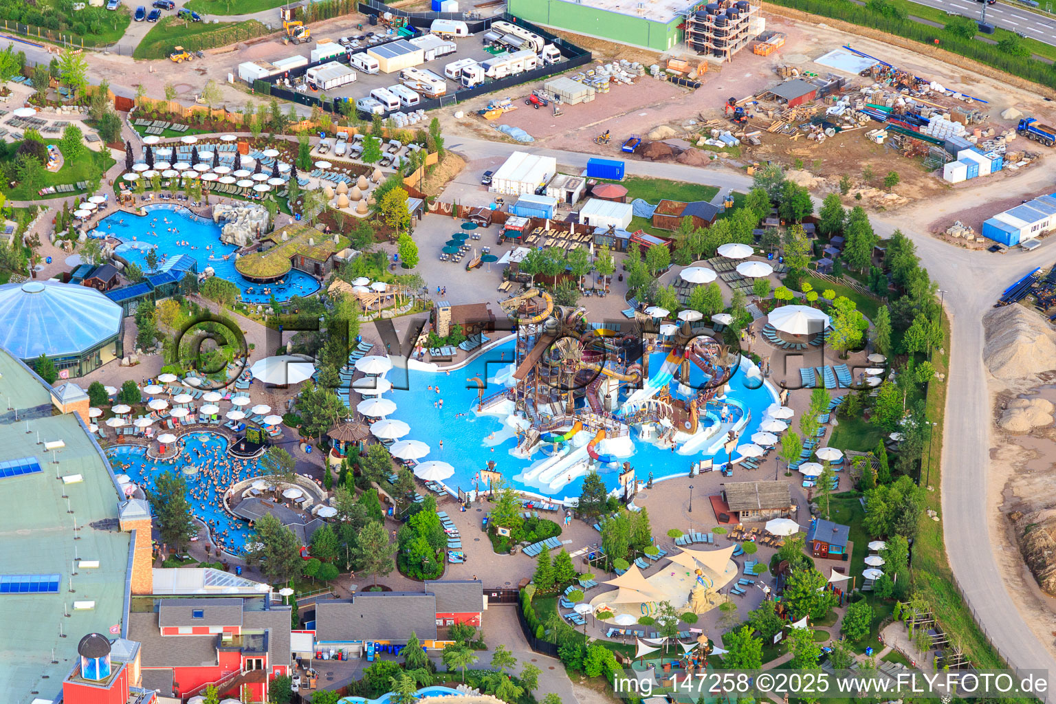 Svalgurok, Spiralrok - spiral slide and Slalomrok - wild slalom slide in Rulantica in Europapark Rust in Rust in the state Baden-Wuerttemberg, Germany