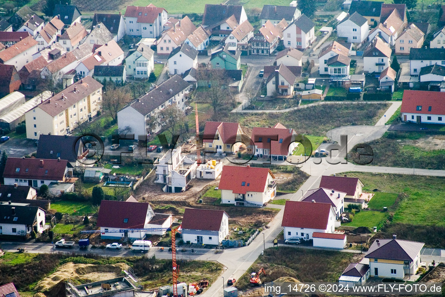 On the high path in Kandel in the state Rhineland-Palatinate, Germany from the plane