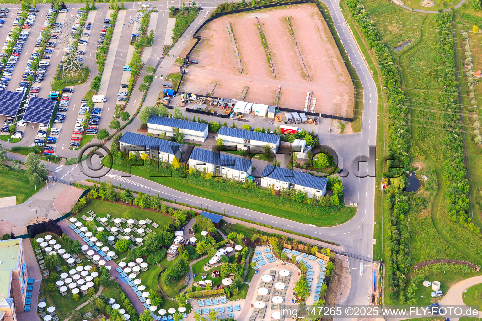 Container settlement at the Rulantica expansion site in Europapark Rust in Rust in the state Baden-Wuerttemberg, Germany