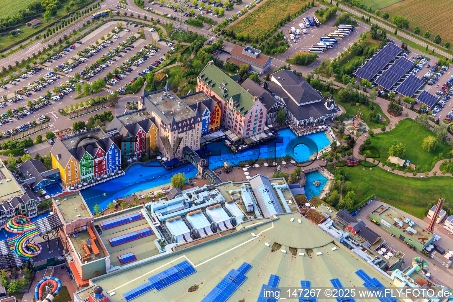Canal and bridge of the Rulantica in Europa-Park Rust in Rust in the state Baden-Wuerttemberg, Germany