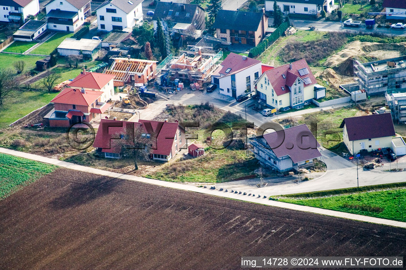 On the mountain trail in Kandel in the state Rhineland-Palatinate, Germany viewn from the air