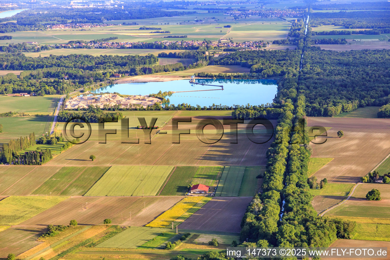 Gravel lake of the Ballastieres Werny SAS in Marckolsheim in the state Bas-Rhin, France