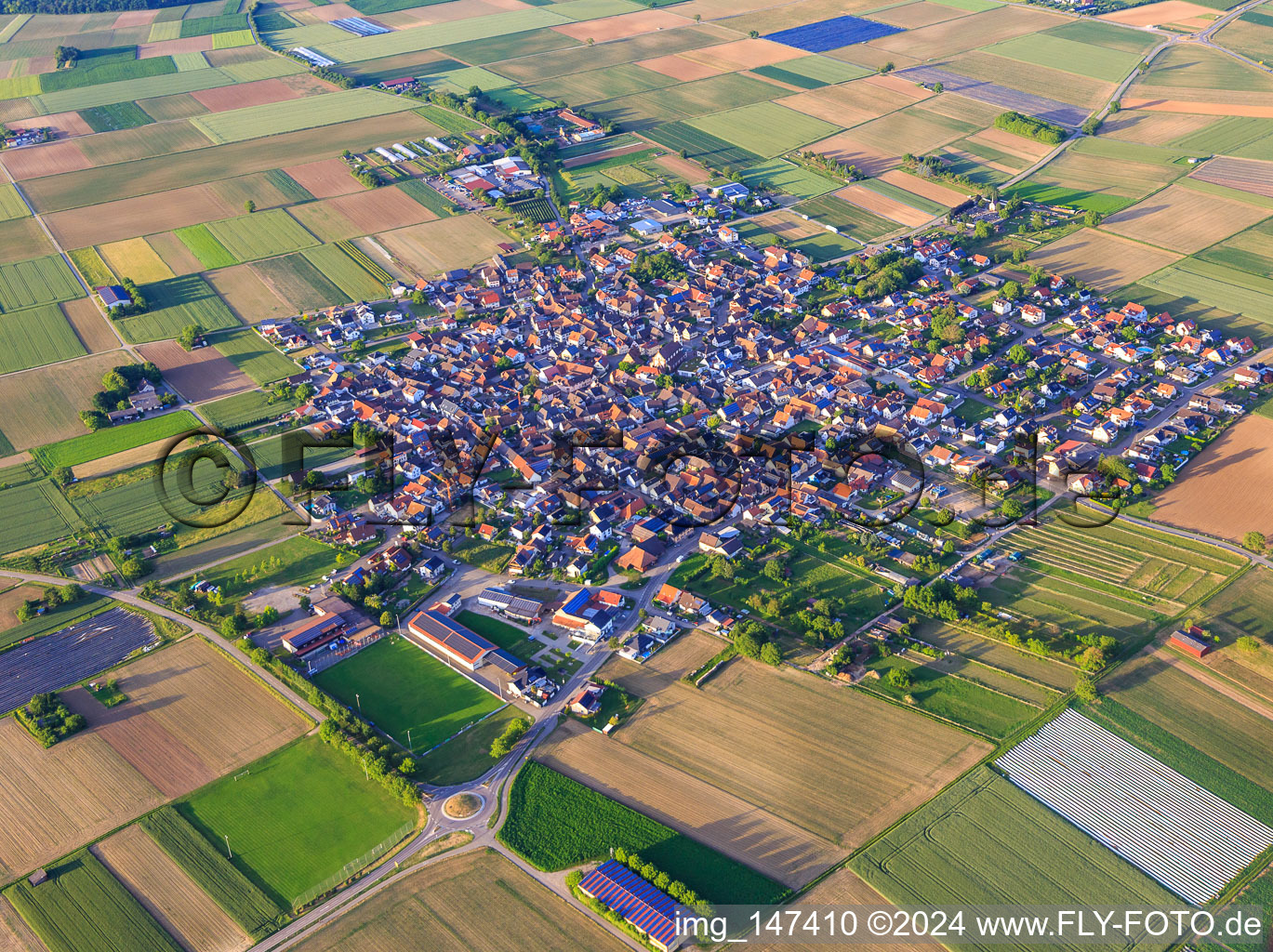 Overview of the town from the southwest in Forchheim in the state Baden-Wuerttemberg, Germany