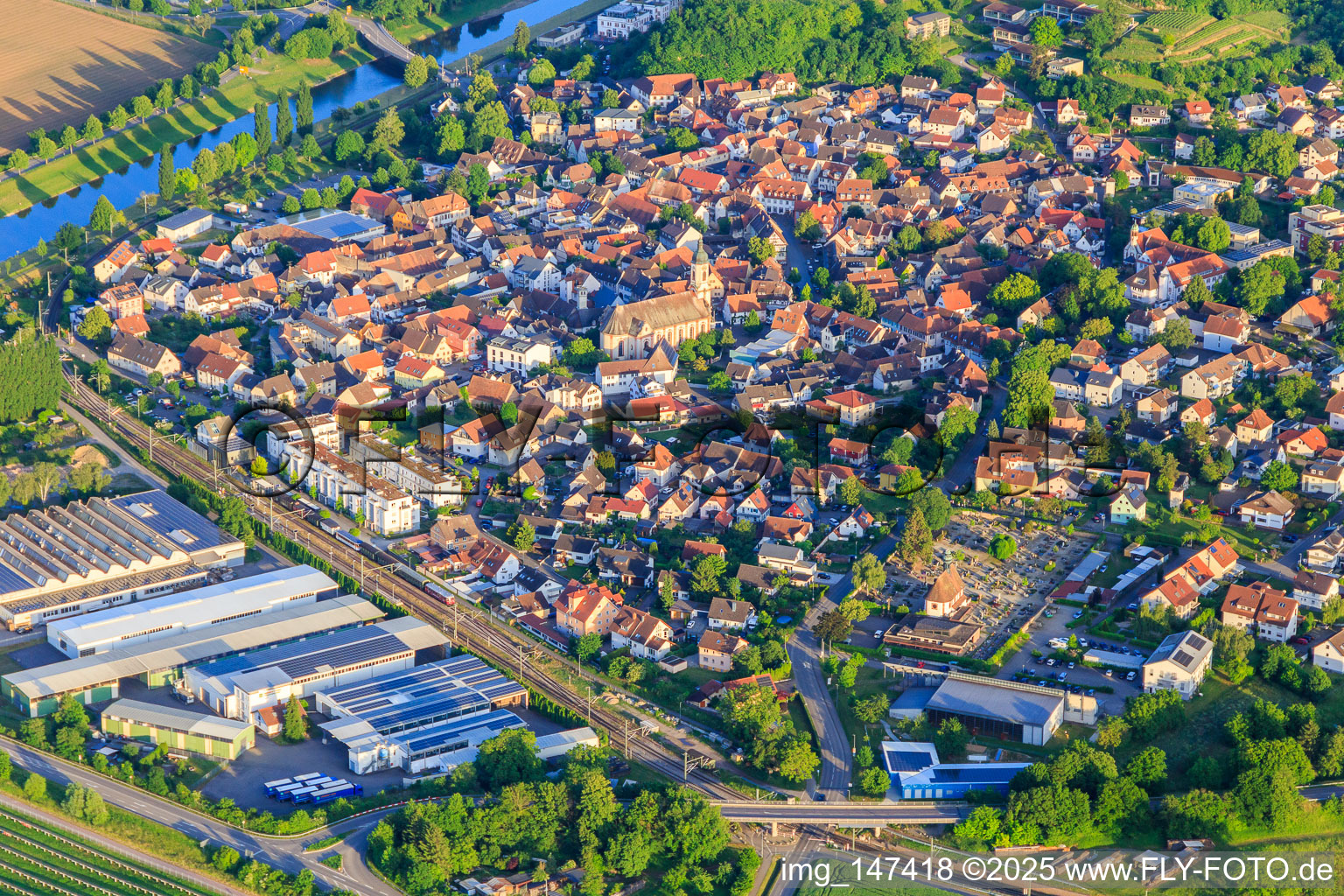 Historic town center with St. Martin's Church in Riegel am Kaiserstuhl in the state Baden-Wuerttemberg, Germany