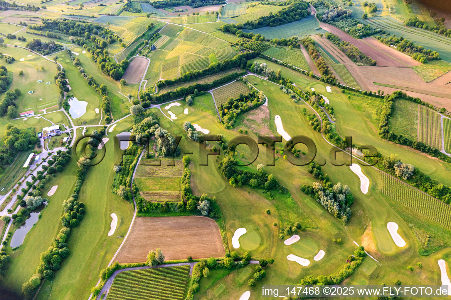 Aerial view of Europa-Park Golf Club Breisgau in the district Tutschfelden in Herbolzheim in the state Baden-Wuerttemberg, Germany
