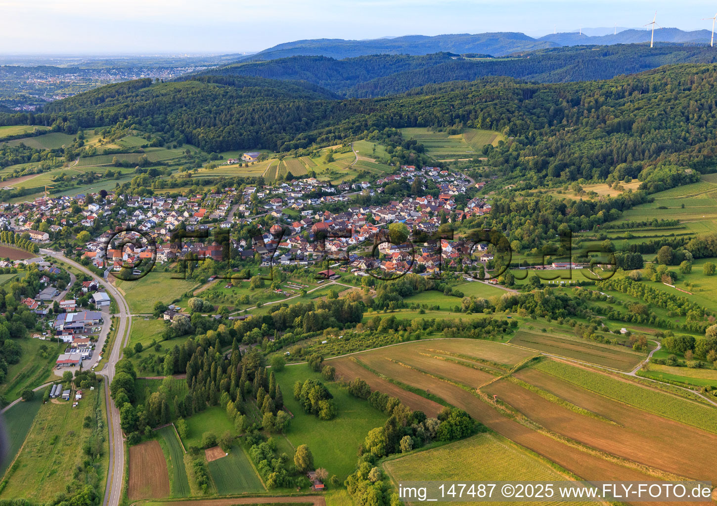 Village view from the south in the district Schmieheim in Kippenheim in the state Baden-Wuerttemberg, Germany