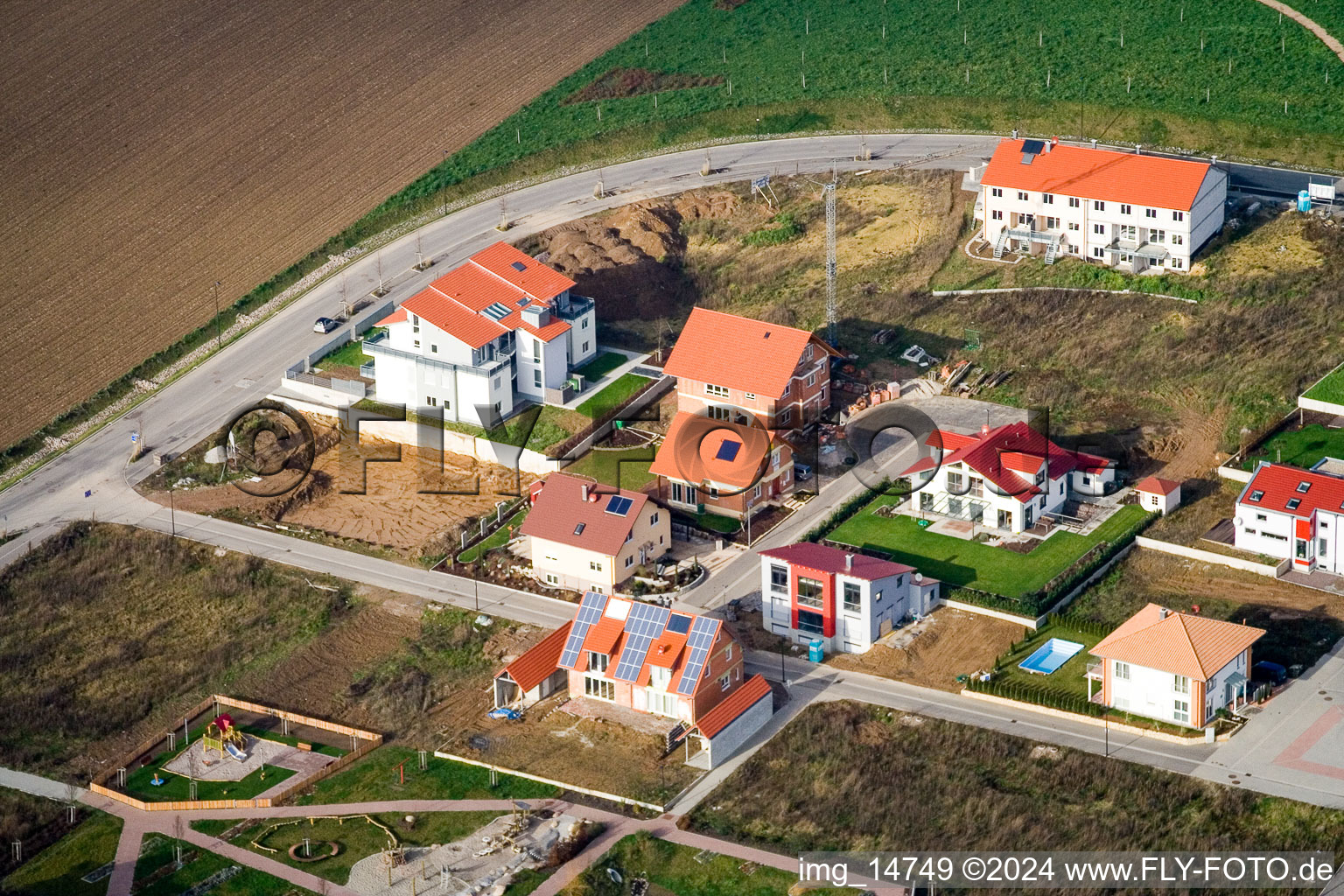 On the high path in Kandel in the state Rhineland-Palatinate, Germany seen from above